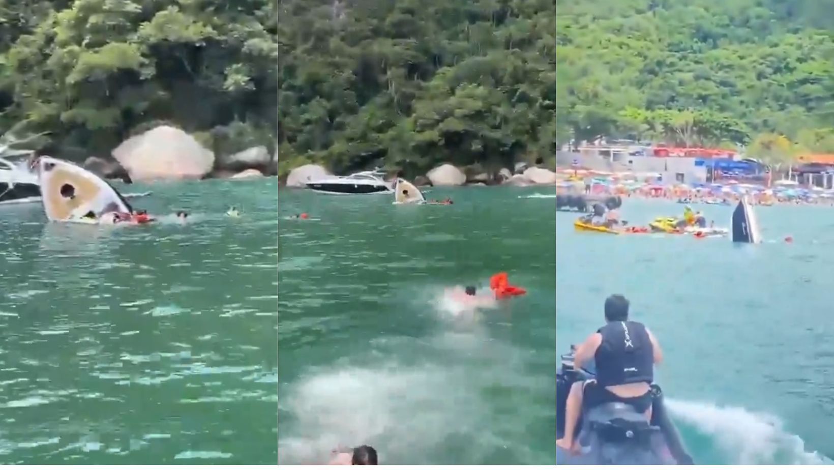 Vídeo: lancha afunda com pessoas a bordo em praia de Balneário Camboriú