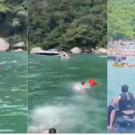 Vídeo: lancha afunda com pessoas a bordo em praia de Balneário Camboriú