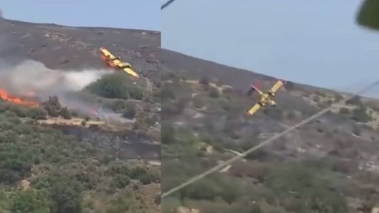 Vídeo mostra avião caindo durante combate a incêndio na Grécia