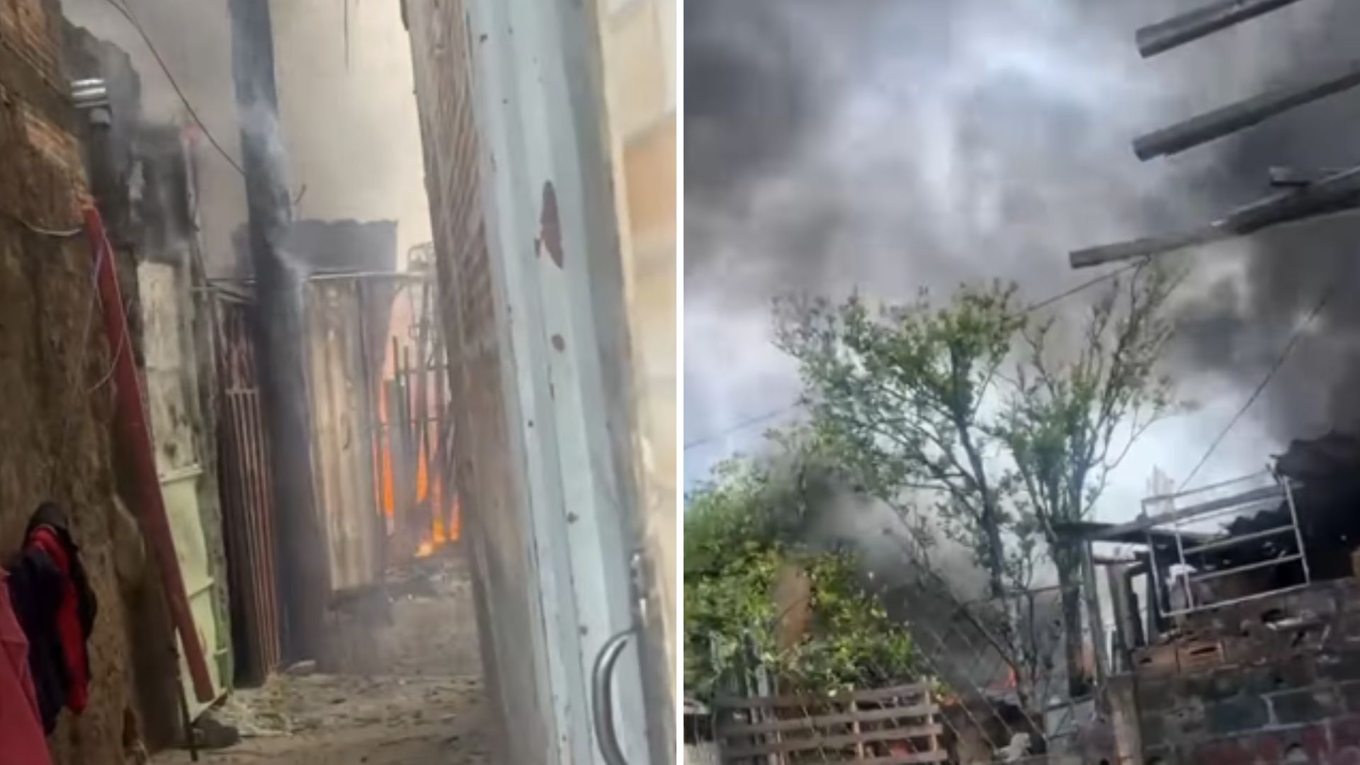 Vídeo mostra incêndio de grandes proporções em BH a partir de casas atingidas