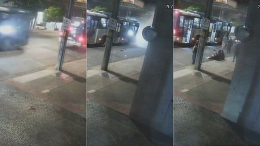 Vídeo mostra momento em que batida entre dois ônibus aconteceu na região Centro-Sul de Belo Horizonte, nesta sexta-feira (20).