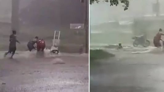 Vídeo mostra morador sendo arrastado pela correnteza