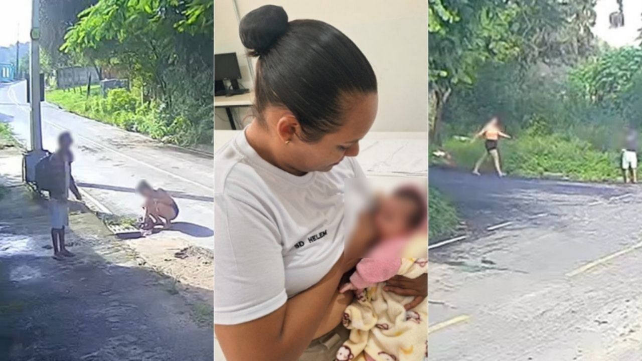 Vídeo mostra pais tentando abandonar recém-nascida em bueiro, na Grande BH