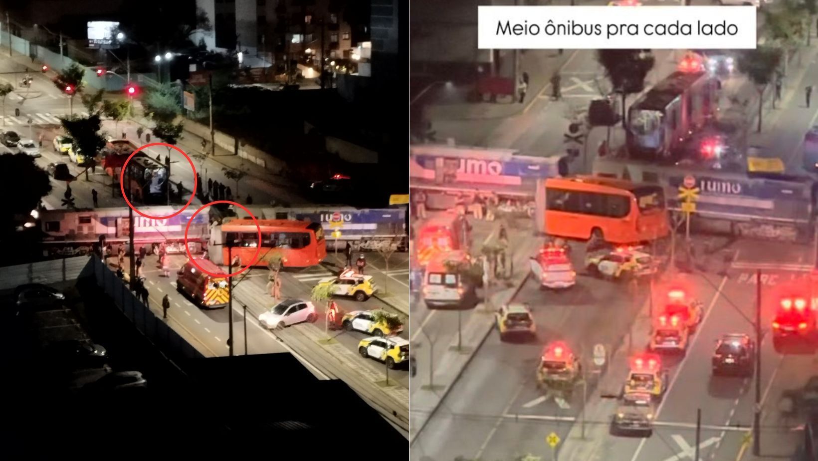 Vídeo: ônibus biarticulado do BRT bate em trem e se parte ao meio; 11 passageiros ficam feridos