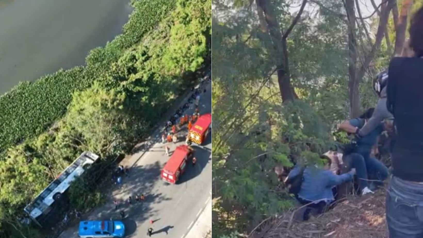 Vídeo: ônibus cai em canal na zona oeste do Rio de Janeiro; coletivo estava lotado