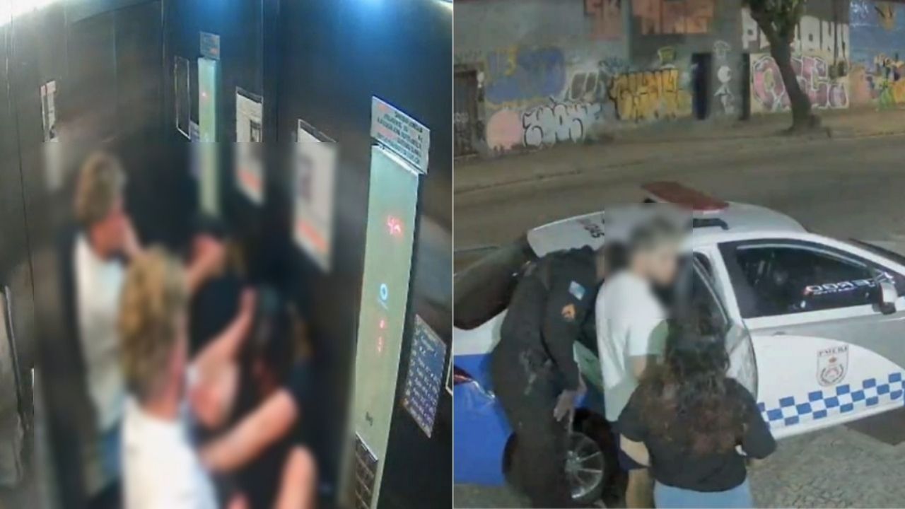 Vídeo: turista americano é preso após espancar namorada em elevador no RJ