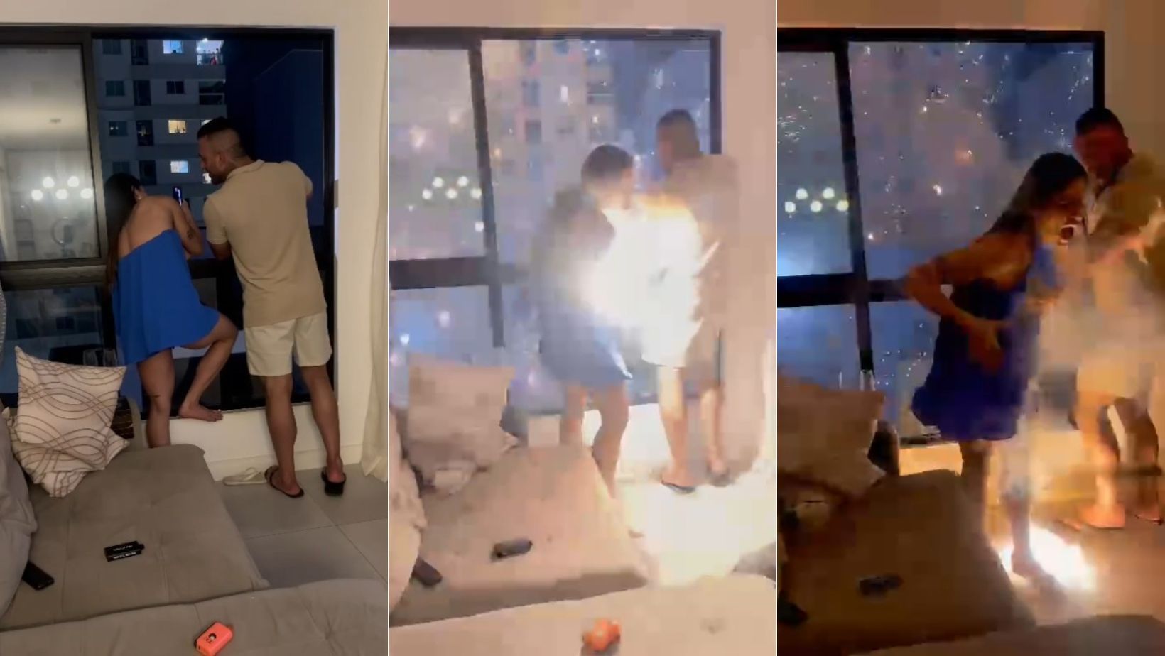 Vídeo: turista é atingida por fogos de artifício e tem graves queimaduras em SC