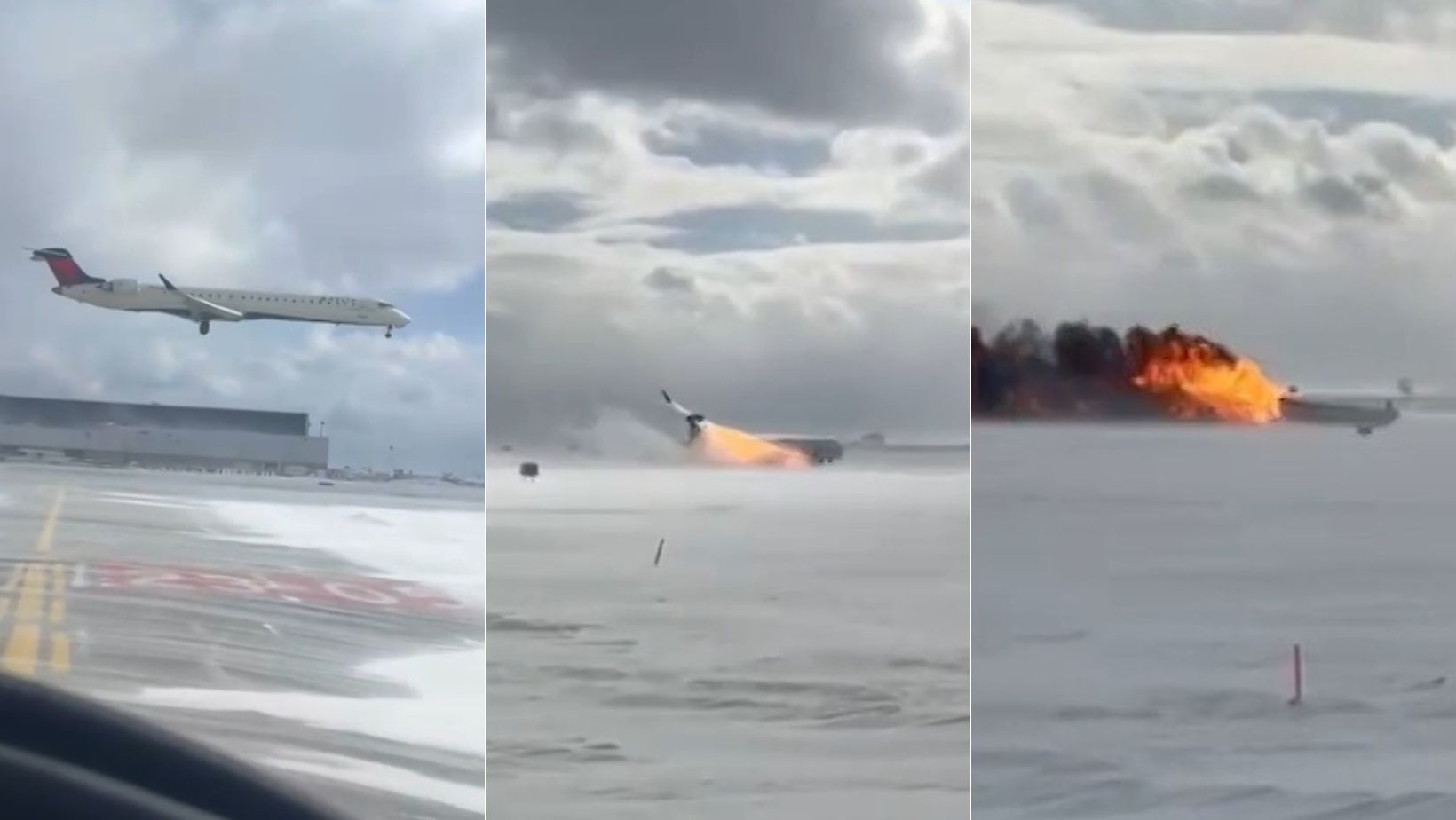 Vídeo: veja momento em que avião da Delta Air Lines 'capota' no aeroporto de Toronto