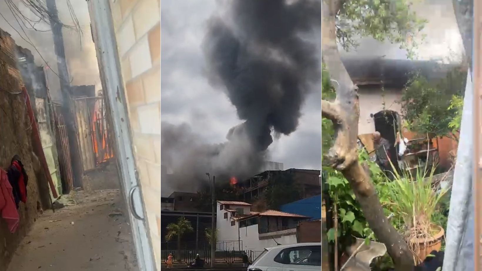 Vídeos mostram incêndio de grandes proporções que atinge casas e provoca explosões em BH