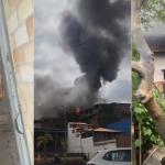 Vídeos mostram incêndio de grandes proporções que atinge casas e provoca explosões em BH
