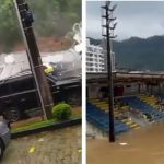Vídeo: chuva destrói loja de carros, inunda estádio e mata duas idosas em SC