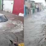 Chuva forte deixa família ilhada na Vila Barraginha, em Contagem; vídeo mostra carro arrastado na Vila Samag