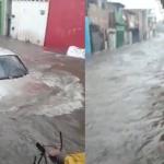 Chuva forte deixa família ilhada na Vila Barraginha, em Contagem; vídeo mostra carro arrastado na Vila Samag