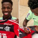 Camisa do Flamengo em homenagem a Vini Jr vai a leilão; veja lances