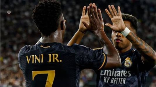 Vini Jr. e Rodrygo em amistoso do Real Madrid