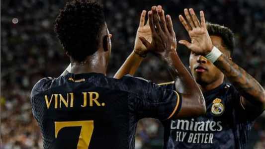 Vini Jr. e Rodrygo em amistoso do Real Madrid