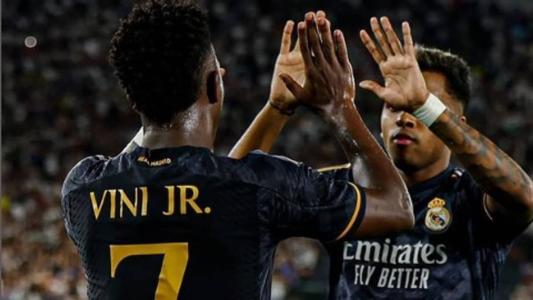 Vini Jr. e Rodrygo em amistoso do Real Madrid