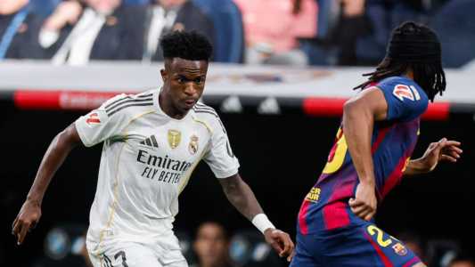 Vini Jr., do Real Madrid, em jogo contra o Barcelona