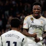 Vinicius Júnior marca de peito, Rodrygo brilha e Real Madrid goleia Valencia