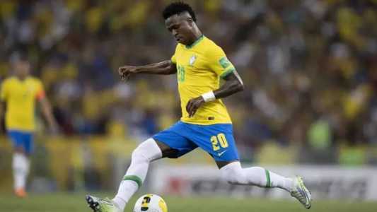 Vinícius Junior em ação pela Seleção Brasileira