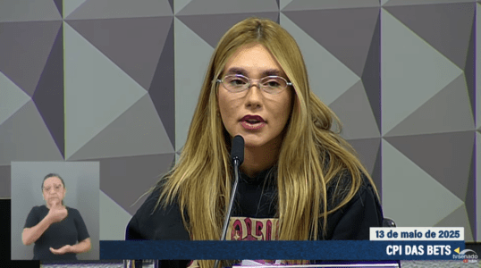 Virginia Fonseca durante CPI da Bets no Senado