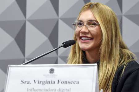 A influenciadora Virginia Fonseca durante depoimento à CPI das Bets no Senado