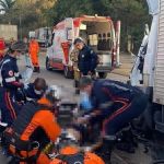 Motorista de caminhão tem perna amputada após grave acidente na BR-381