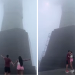 Vídeo: raio atinge Cristo Redentor enquanto casal tira foto abraçado no RJ