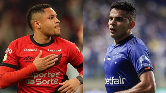 Vitor Roque, do Athletico-PR, e Bruno Rodrigues, do Cruzeiro