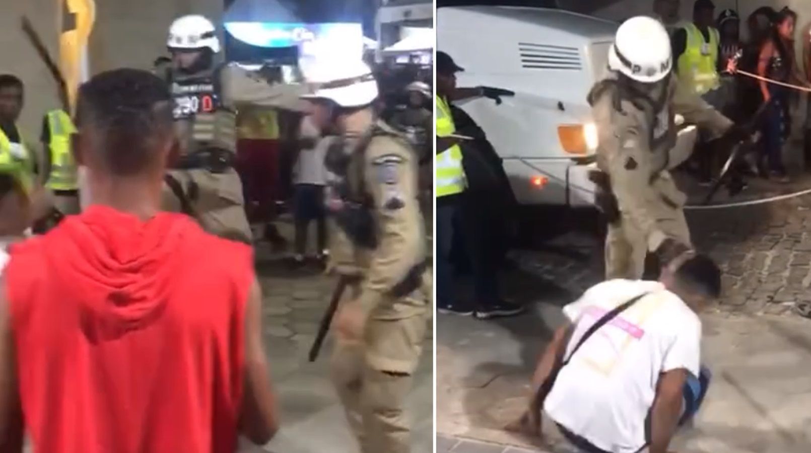 Vídeo: policial militar dá voadora e agride folião durante festa de Carnaval na Bahia