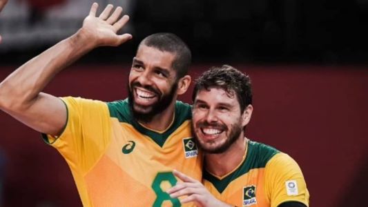 Wallace (esq) e Bruninho (dir) pela Seleção Brasileira