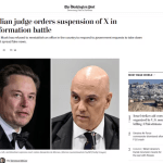 Veja o que a imprensa internacional falou sobre a decisão de Moraes de suspender o X/Twitter