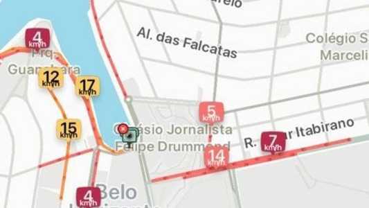 Waze mostra trânsito lento nas vias que levam ao Mineirão