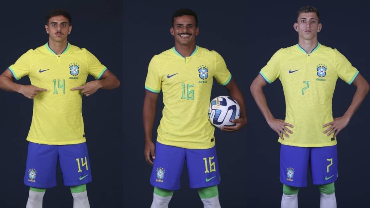 Weverton, Kaiki e Stênio do Cruzeiro fazem fotos com a Seleção, antes do Sul-Americano Sub-20