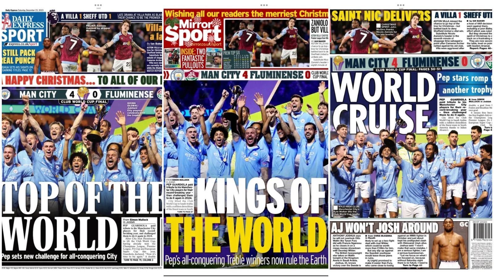 'Topo do Mundo': Título do City é destaque na imprensa inglesa; veja as capas