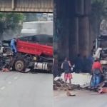 Vídeo: acidente entre caminhão e carreta de minério fecha Anel Rodoviário de BH