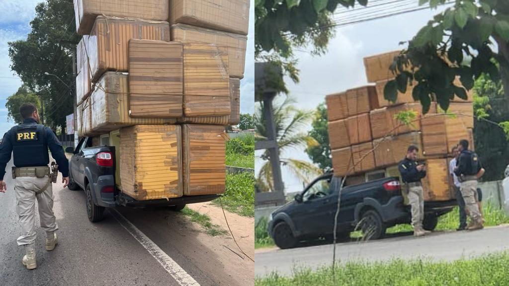 Motorista autuado por transportar 'montanha' de caixas de isopor estava com CNH vencida