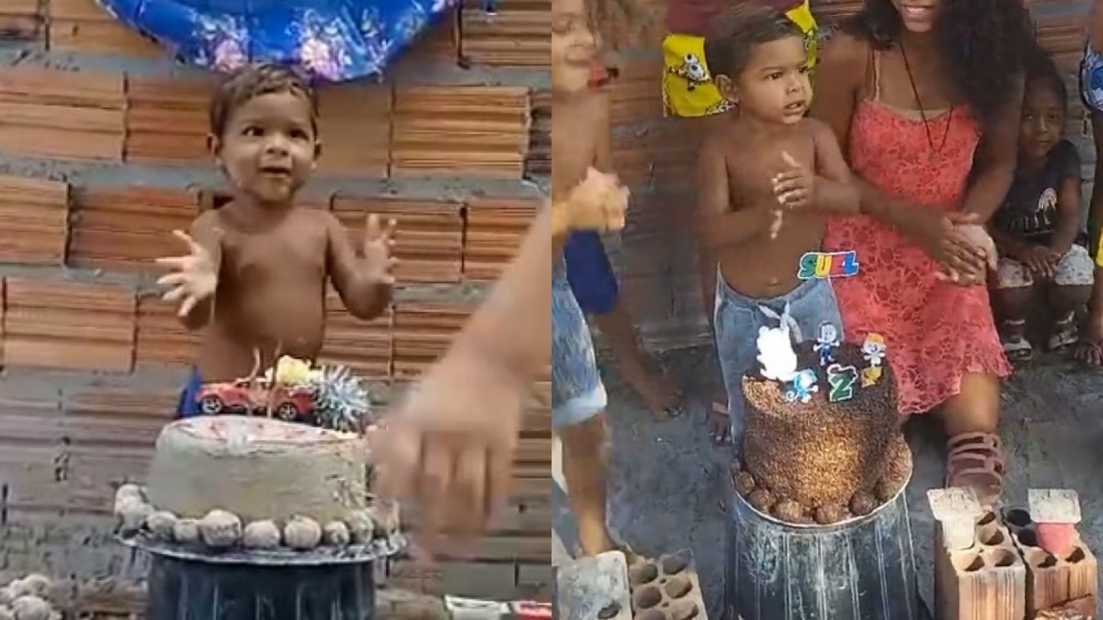 Vídeo: criança que viralizou com bolo de areia ganha festa com doces de verdade