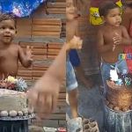 Vídeo: criança que viralizou com bolo de areia ganha festa com doces de verdade