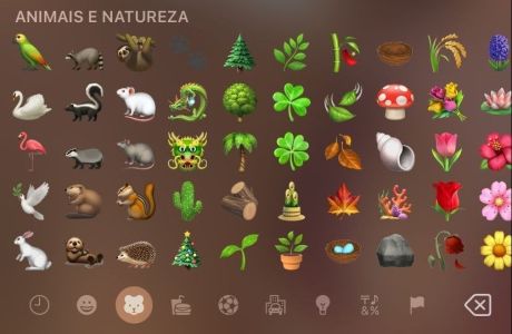 Imagem mostra emojis de animais e da natureza