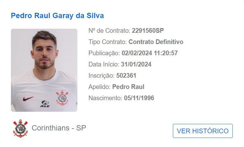 Pedro Raul aparece no BID e está liberado para estrear pelo Corinthians