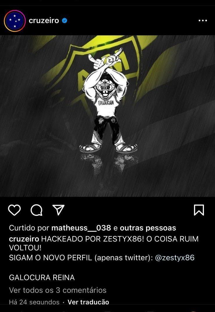 Hacker invade redes sociais de Cruzeiro, Sport e atriz da Globo