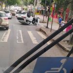 Vídeo: mulher e criança de seis anos ficam feridas após carro capotar em avenida de BH