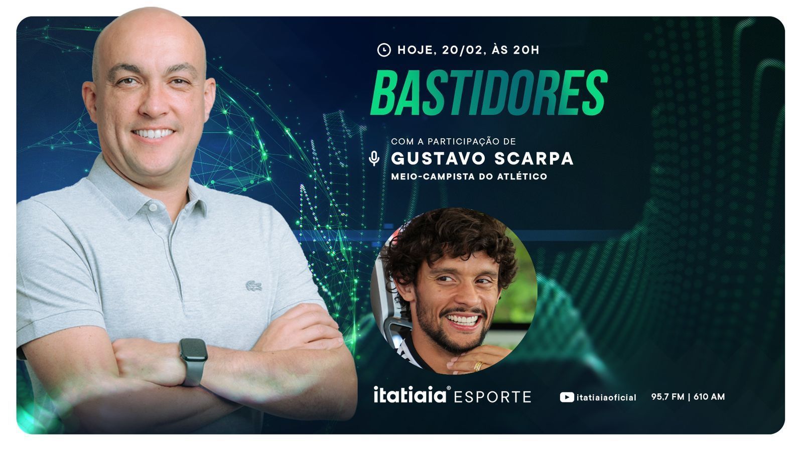 Gustavo Scarpa, do Atlético, é o convidado do Bastidores desta terça-feira (20)