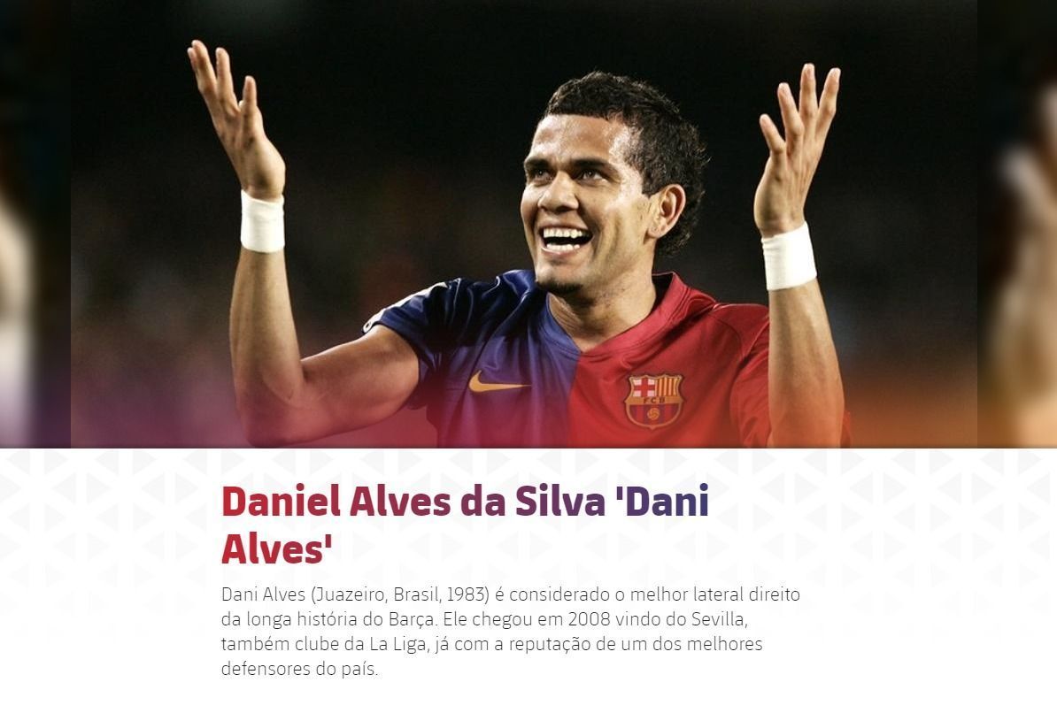 Barcelona volta atrás e recoloca Daniel Alves em lista de lendas do clube