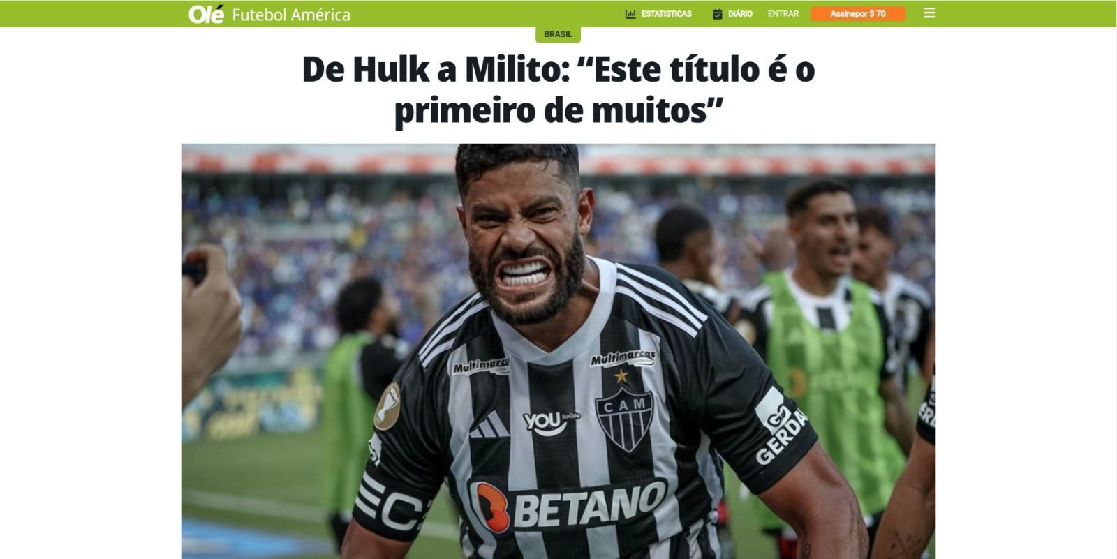 Milito e Hulk, do Atlético, ganham destaque na imprensa internacional após título