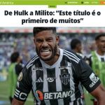 Milito e Hulk, do Atlético, ganham destaque na imprensa internacional após título