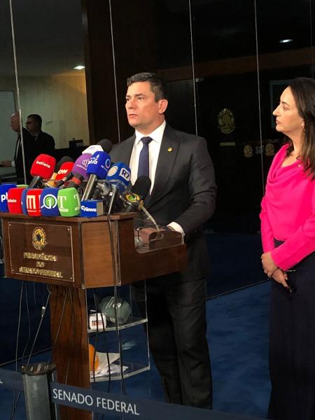O senador Sérgio Moro (União-PR) fez um pronunciamento na noite desta terça-feira (9)