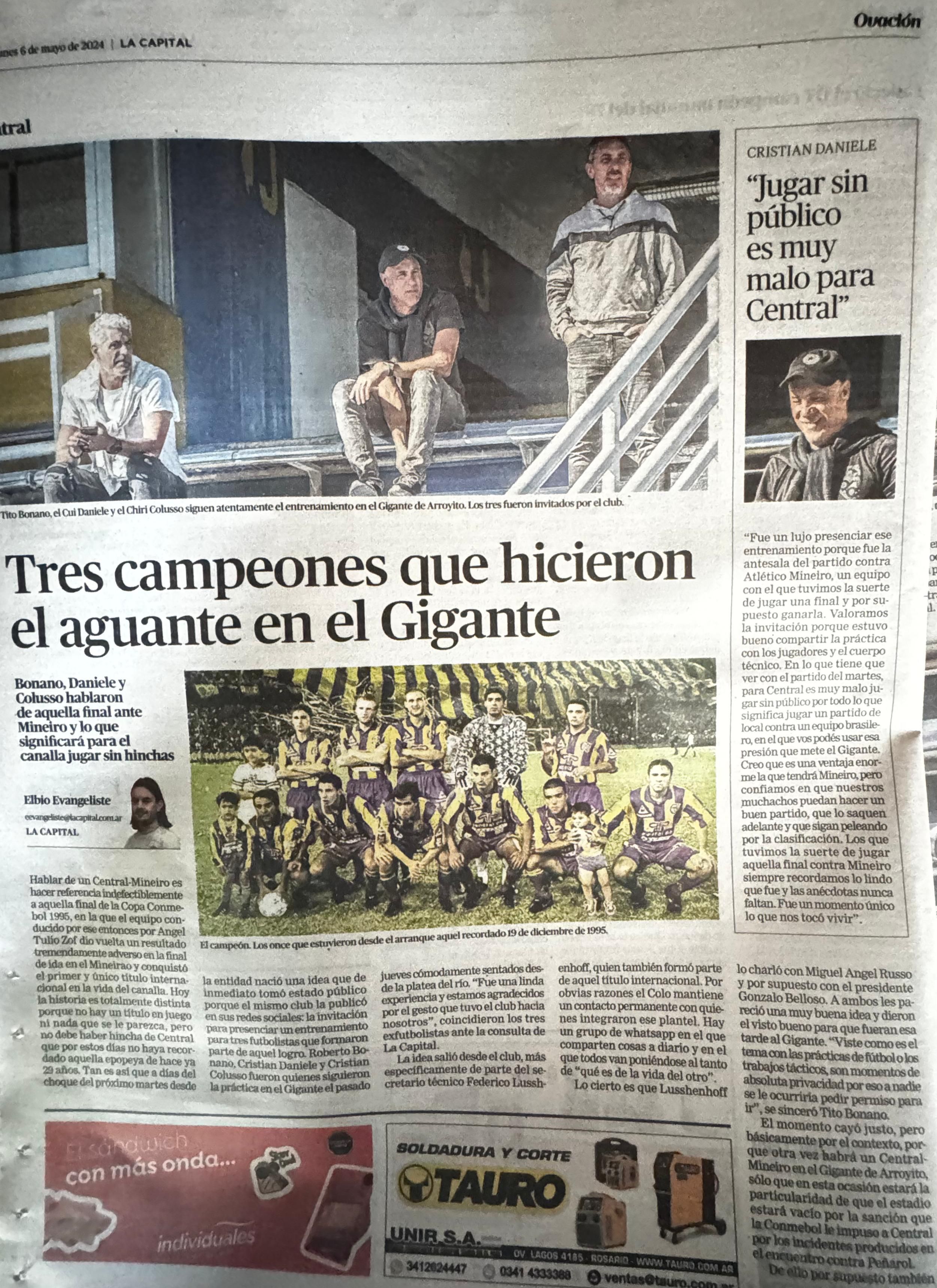 Central x Atlético: jornal de Rosário evoca final de 1995 e ídolos antes do jogo