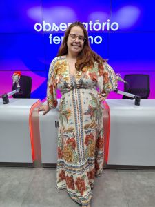 Convidada do podcast nos estúdios da Itatiaia